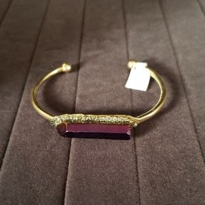 Aura Titanium Druzy Quartz Crystal Point Pyrite Bangle